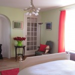Our Spring bedroom at 10pm, our luxury vacation rental in Burgundy (Puligny Montrachet, Cote d'Or)