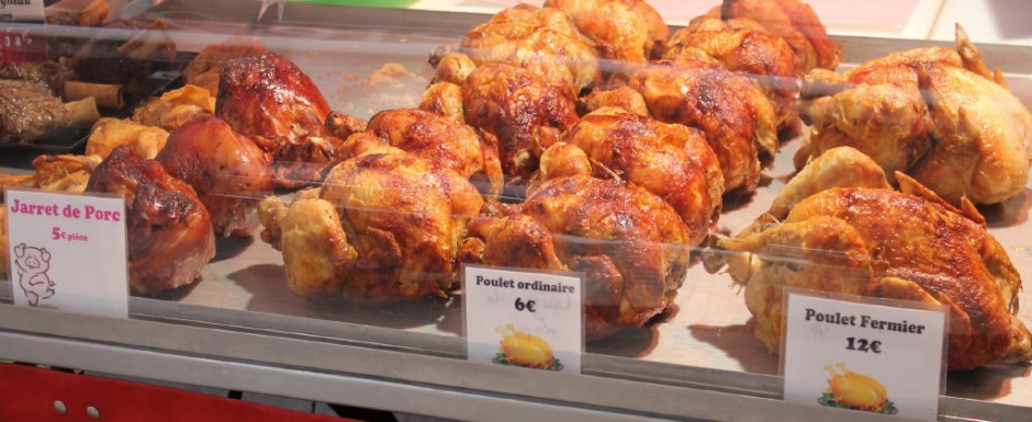 Burgundian cuisine includes this fabulous poulet roti from the market in Chalon, not far from our lovely holiday home in Puligny Montrachet