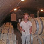 tasting wines from the barrel at Domaine Bachey-Legros in Burgundy. Domaine Bachey-Legros are good friends of 10pm in Puligny Montrachet.