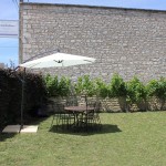 The garden at 10pm, our luxury holiday rental in Puligny-Montrachet, Burgundy