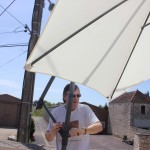 The large sun shades at 10pm, our luxury vacation rental in Puligny Montrachet, near Beaune, Burgundy