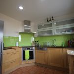 The kitchen in the Little House at 10pm, our luxury holiday rental home for 6 or 10 in Puligny Montrachet, Cote d'Or, Burgundy