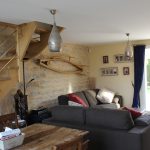 The living room in the Little House at 10pm, our luxury holiday rental home for 6 or 10 in Puligny Montrachet, Cote d'Or, Burgundy