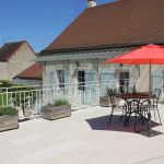 The terrace at our luxury vacation rental in Puligny Montrachet near Beaune, Burgundy