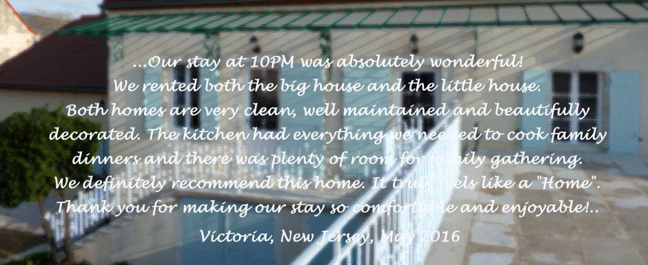 Testimonial from guests at 10pm, our luxury holiday rental home in Puligny Montrachet, Cote d'Or, Burgundy