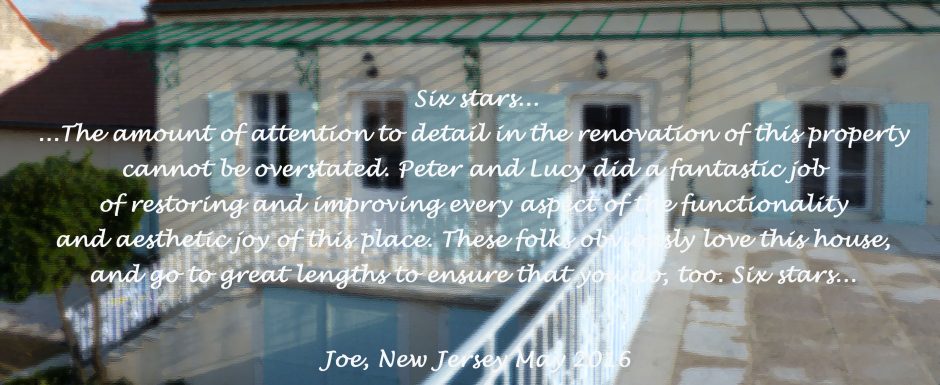 Testimonial from guests at 10pm, our luxury holiday rental home in Puligny Montrachet, Cote d'Or, Burgundy